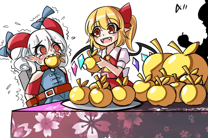 hakurei reimu, flandre scarlet, and toutetsu yuuma (touhou and 1 more) drawn by a-xii
