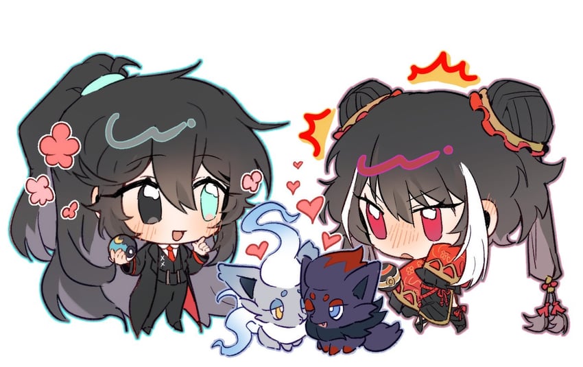 hong lu, zorua, hisuian zorua, and jia xichun (pokemon and 2 more) drawn by yixixiy