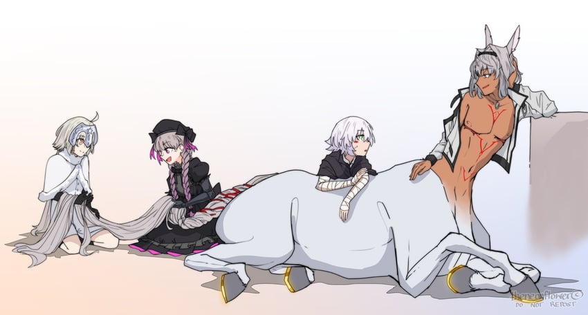 jack the ripper, jeanne d'arc alter santa lily, caenis, and nursery rhyme (fate and 1 more) drawn by neon_(theneonflower)