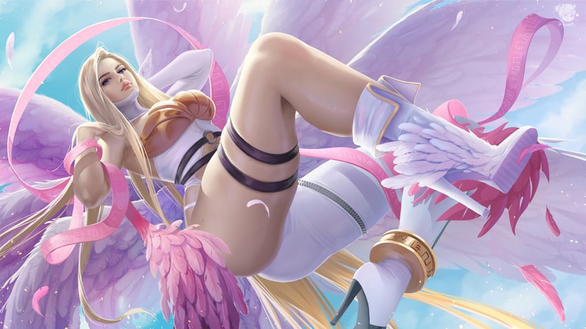 angewomon (digimon) drawn by prywinko