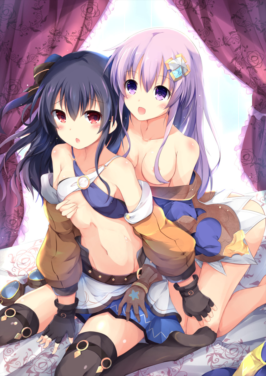 nepgear and uni (neptune and 1 more) drawn by hinata_yuu_(atelierhinata)