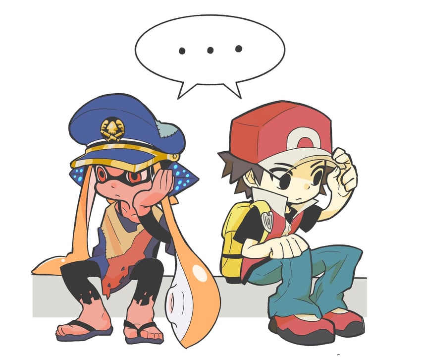 inkling player character, inkling girl, red, agent 3, and captain 3 (pokemon and 3 more) drawn by yabi_(akfkzkcl)