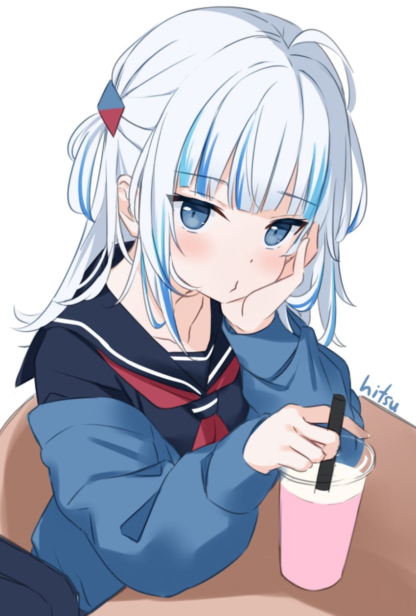 gawr gura (hololive and 1 more) drawn by hitsukuya