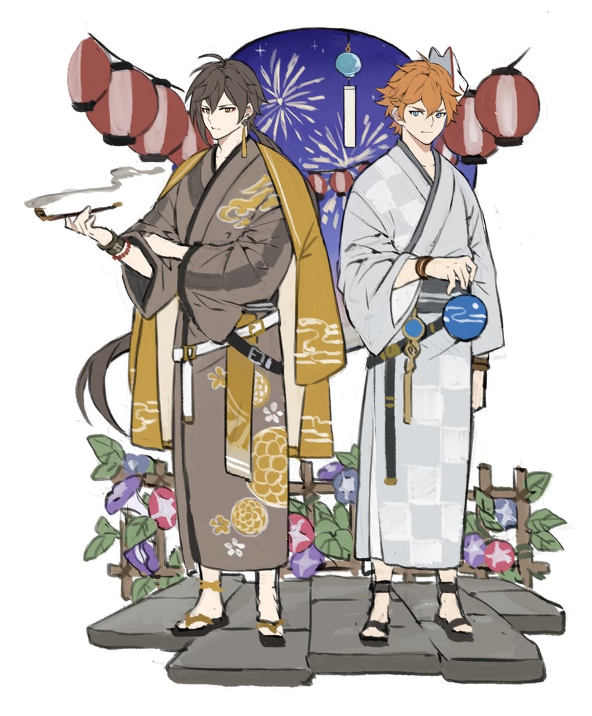 zhongli and tartaglia (genshin impact) drawn by papajay_(jennygin2)