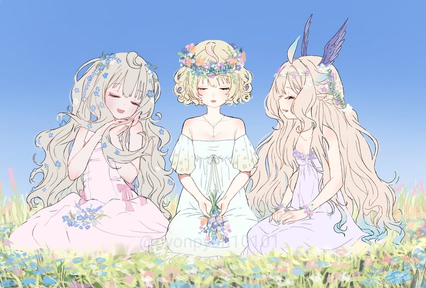 enna alouette, millie parfait, and reimu endou (nijisanji and 1 more) drawn by uretsuki