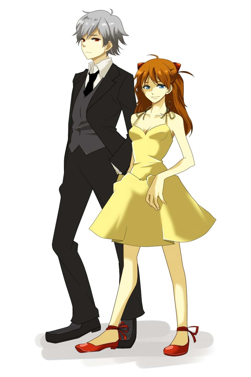 souryuu asuka langley and nagisa kaworu (neon genesis evangelion) drawn by regain