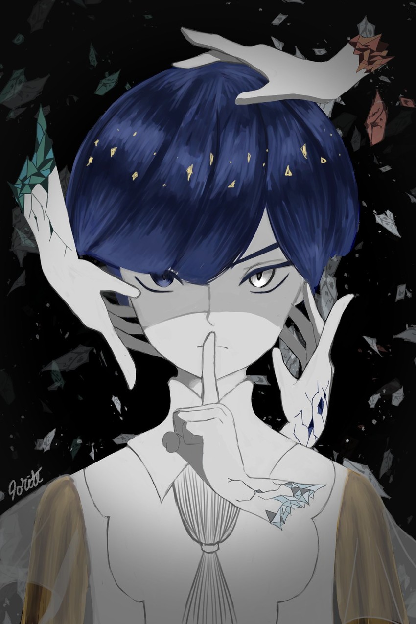 phosphophyllite, cinnabar, lapis lazuli, and antarcticite (houseki no kuni) drawn by aiolaiteu