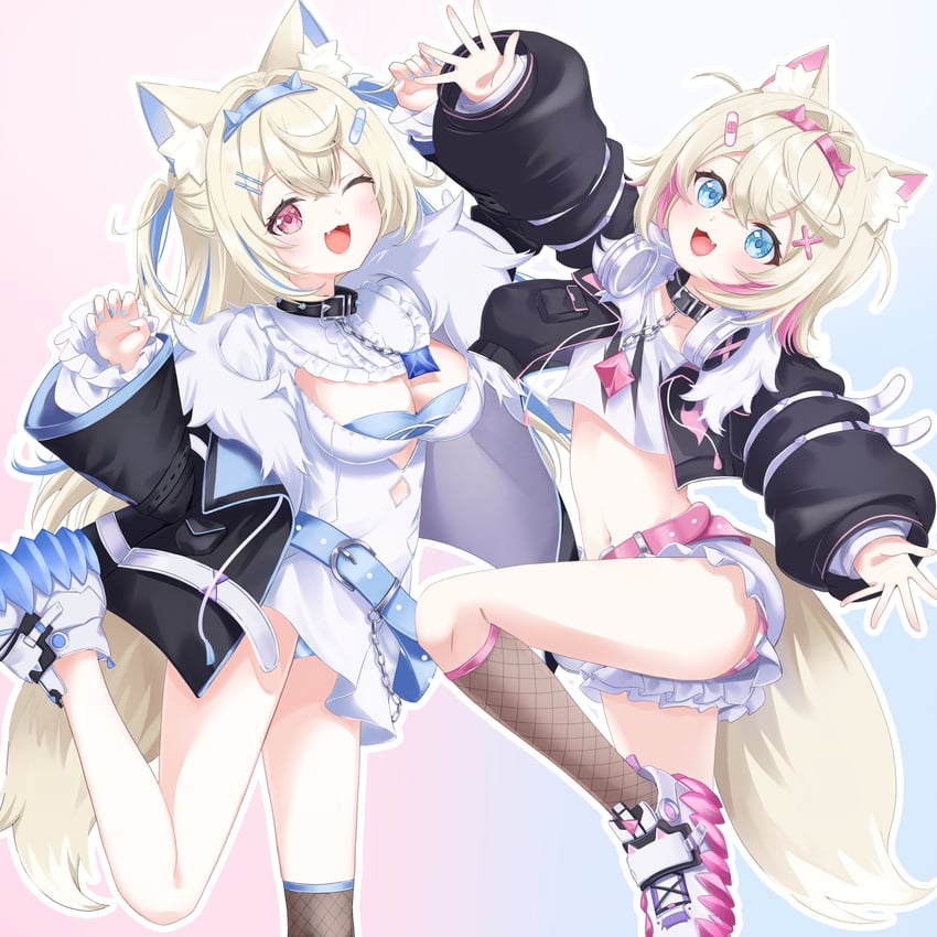 fuwawa abyssgard and mococo abyssgard (hololive and 1 more) drawn by 4kimizuki