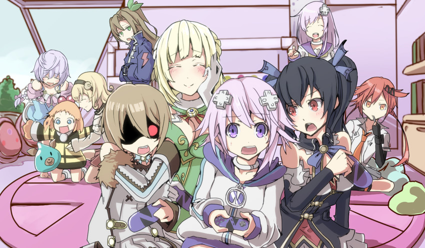 neptune, noire, nepgear, blanc, vert, and 6 more (neptune and 2 more) drawn by hanazawa_suou