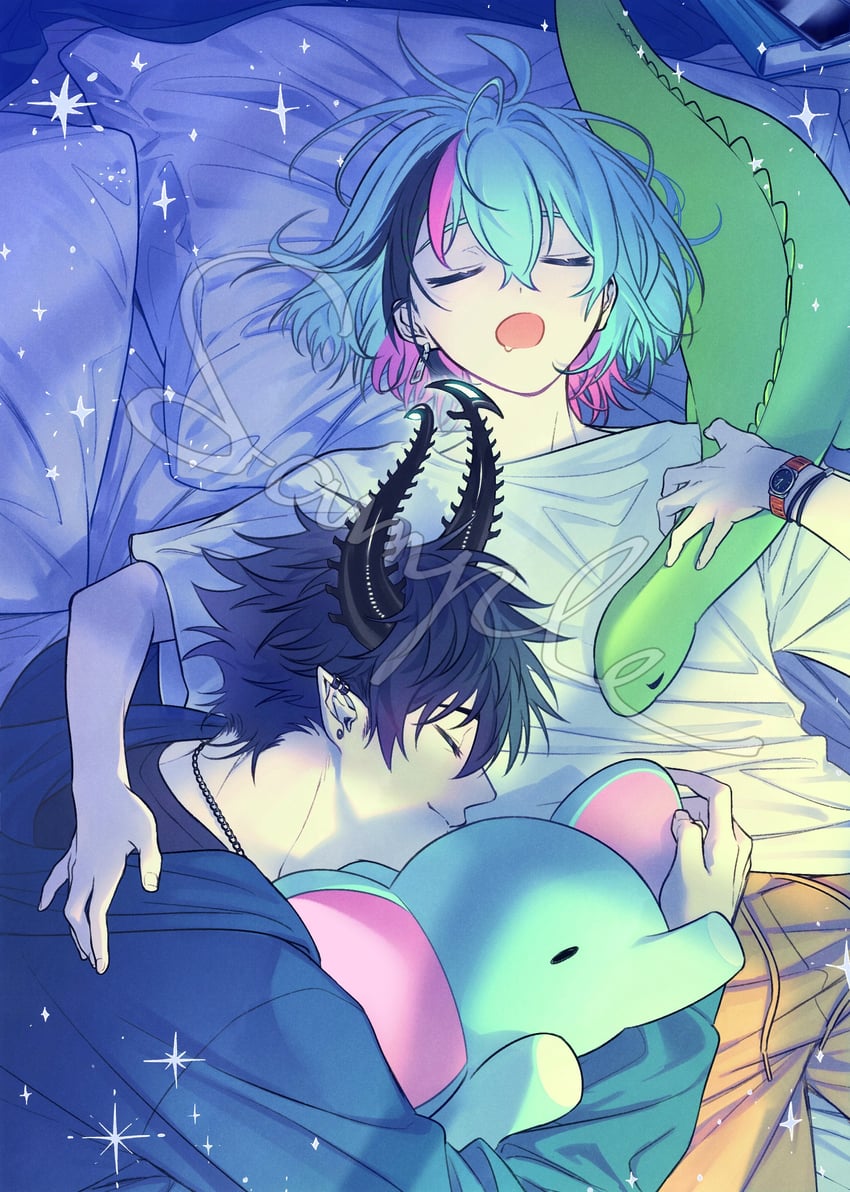 ren zotto, kyo kaneko, and kyomie (nijisanji and 1 more) drawn by yuyuwu