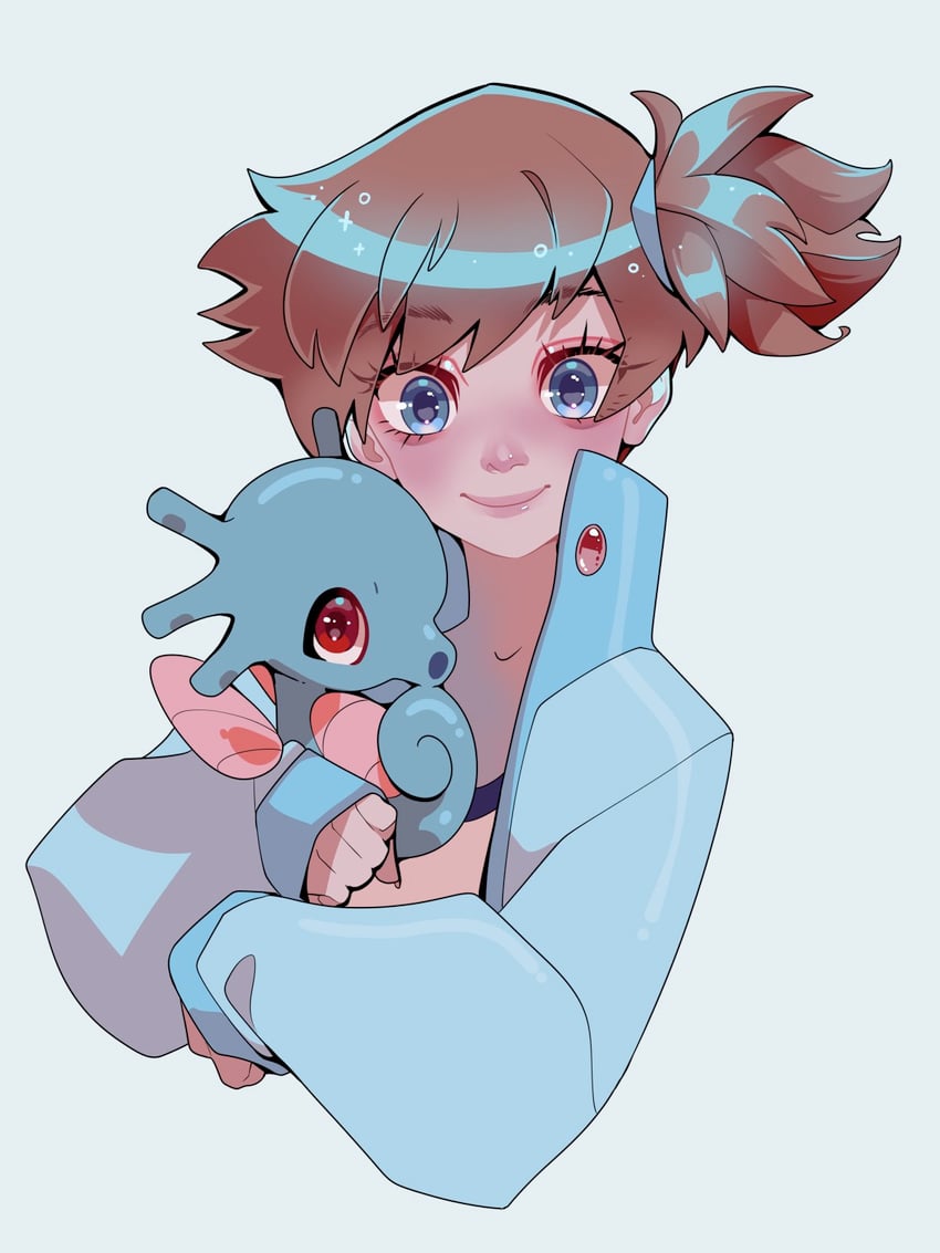 misty and horsea (pokemon and 1 more) drawn by colette_(lettiebobettie)