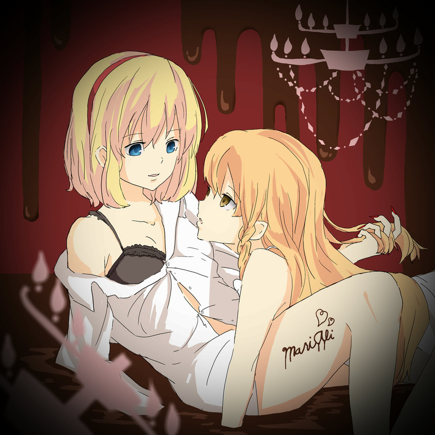 kirisame marisa and alice margatroid (touhou) drawn by menbou_(nonnontako)