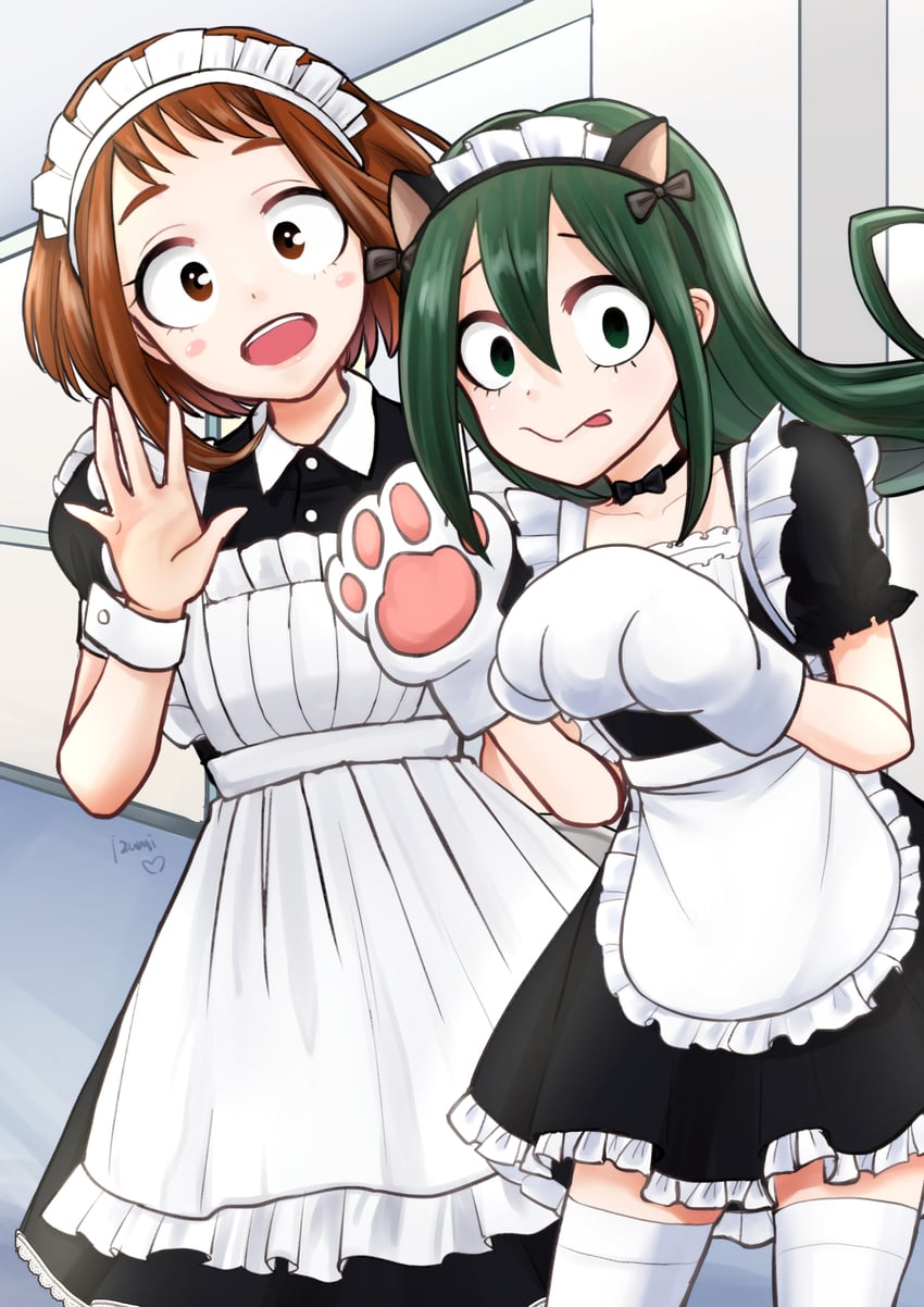 uraraka ochaco and asui tsuyu (boku no hero academia) drawn by kanzaki_izumi