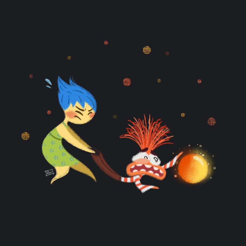 joy and anxiety (inside out and 1 more) drawn by iraicheezz