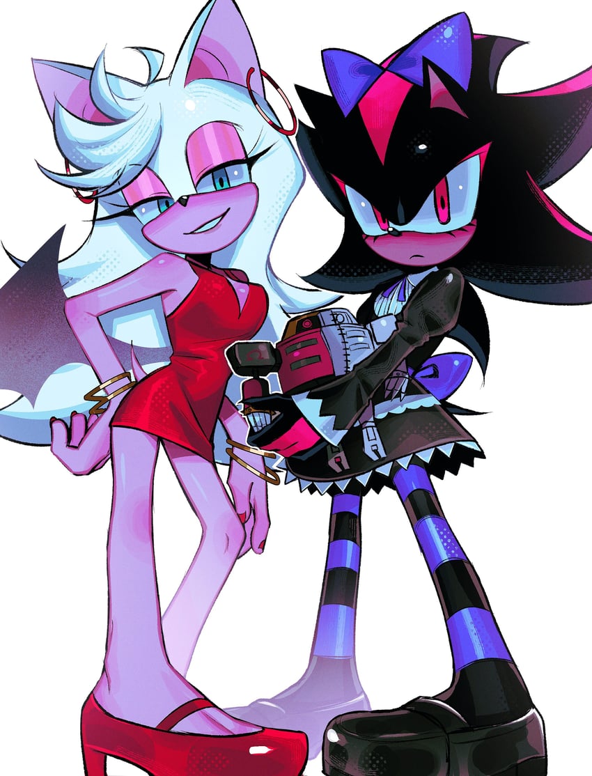 stocking, shadow the hedgehog, panty, rouge the bat, and e-123 omega (sonic and 1 more) drawn by sa1k_a