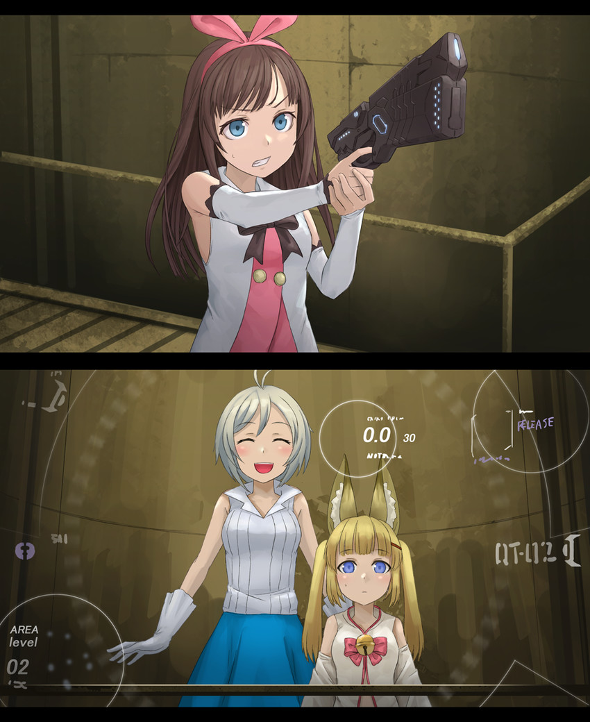 kizuna ai, dennou shoujo siro, and mikoko (.live and 3 more) drawn by kurione_(zassou)