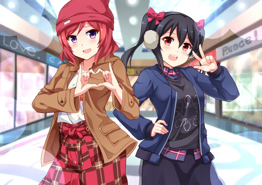 nishikino maki and yazawa nico (love live! and 1 more) drawn by mmrailgun