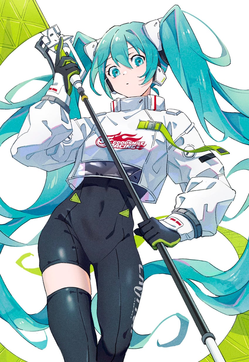hatsune miku and racing miku (vocaloid and 1 more) drawn by mele_ck