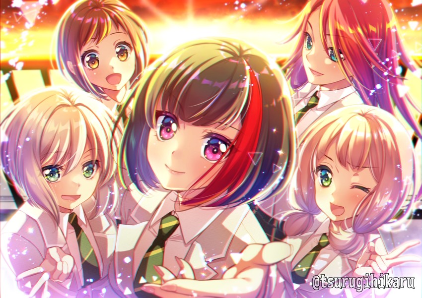 mitake ran, aoba moca, uehara himari, udagawa tomoe, and hazawa tsugumi (bang dream!) drawn by tsurugi_hikaru