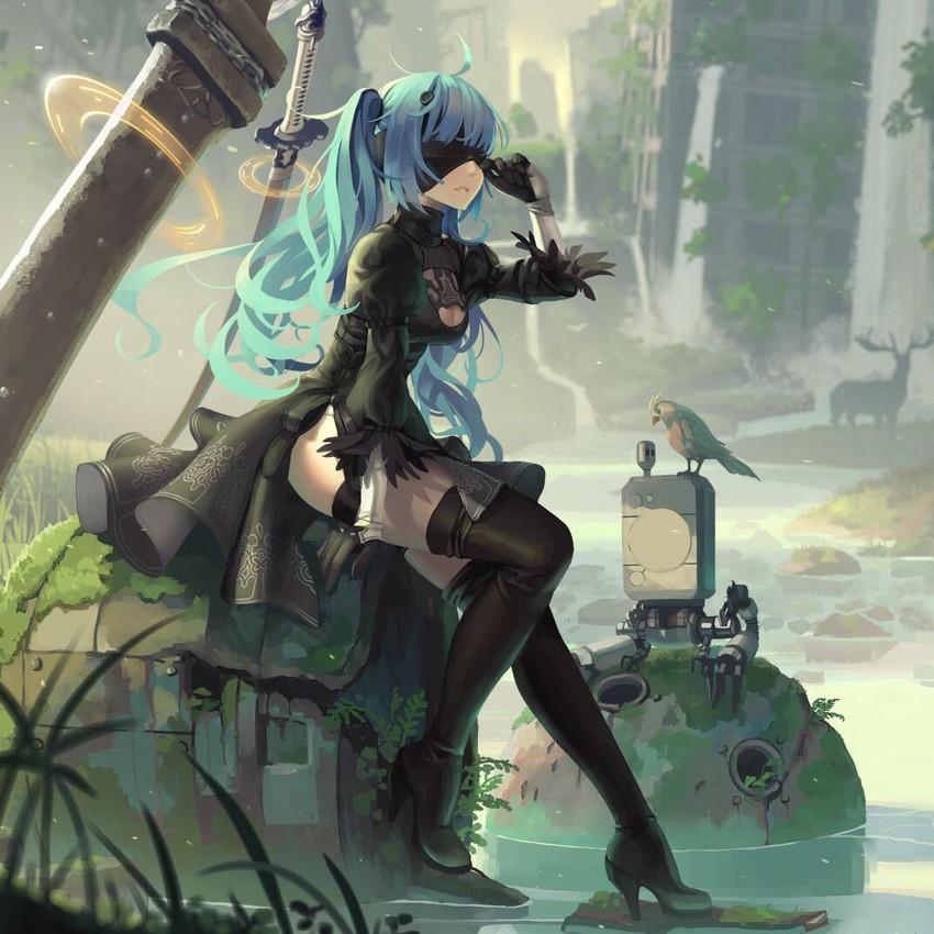 2b and ai-chan (nier and 2 more) drawn by vofan
