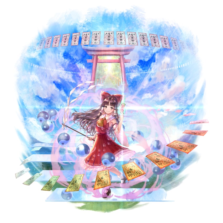hakurei reimu (touhou and 1 more) drawn by tanaka_fumiko