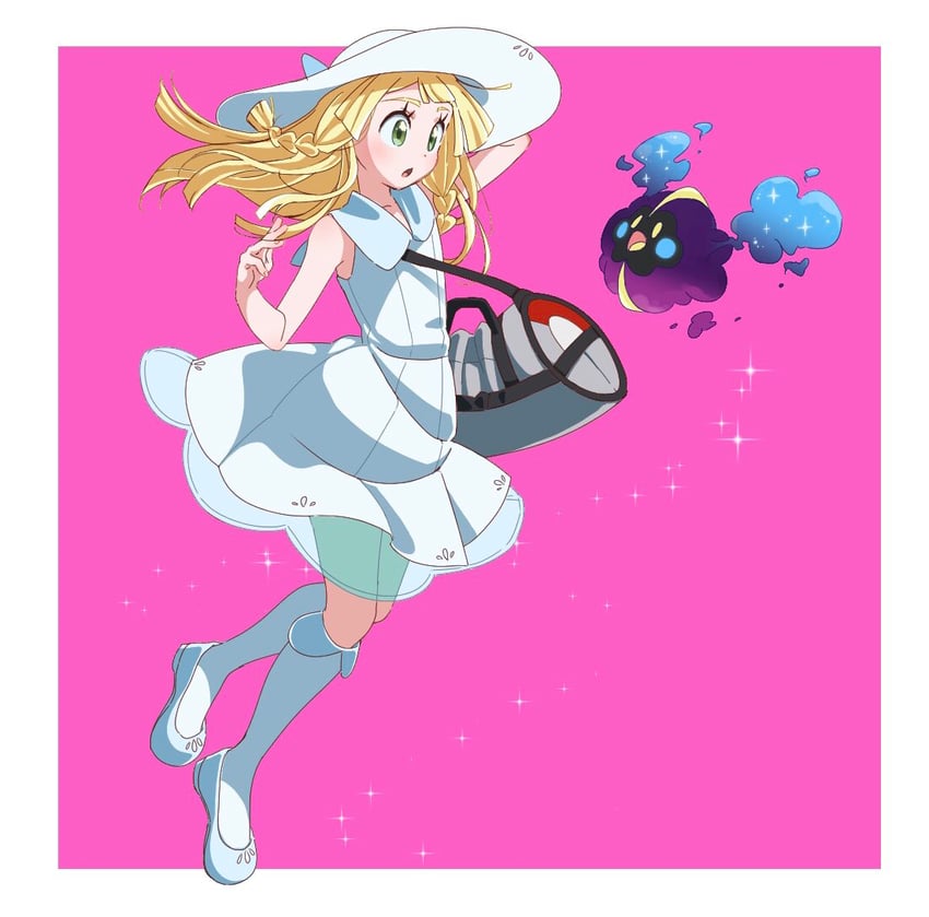 lillie and cosmog (pokemon and 1 more) drawn by ko_izumi_hida