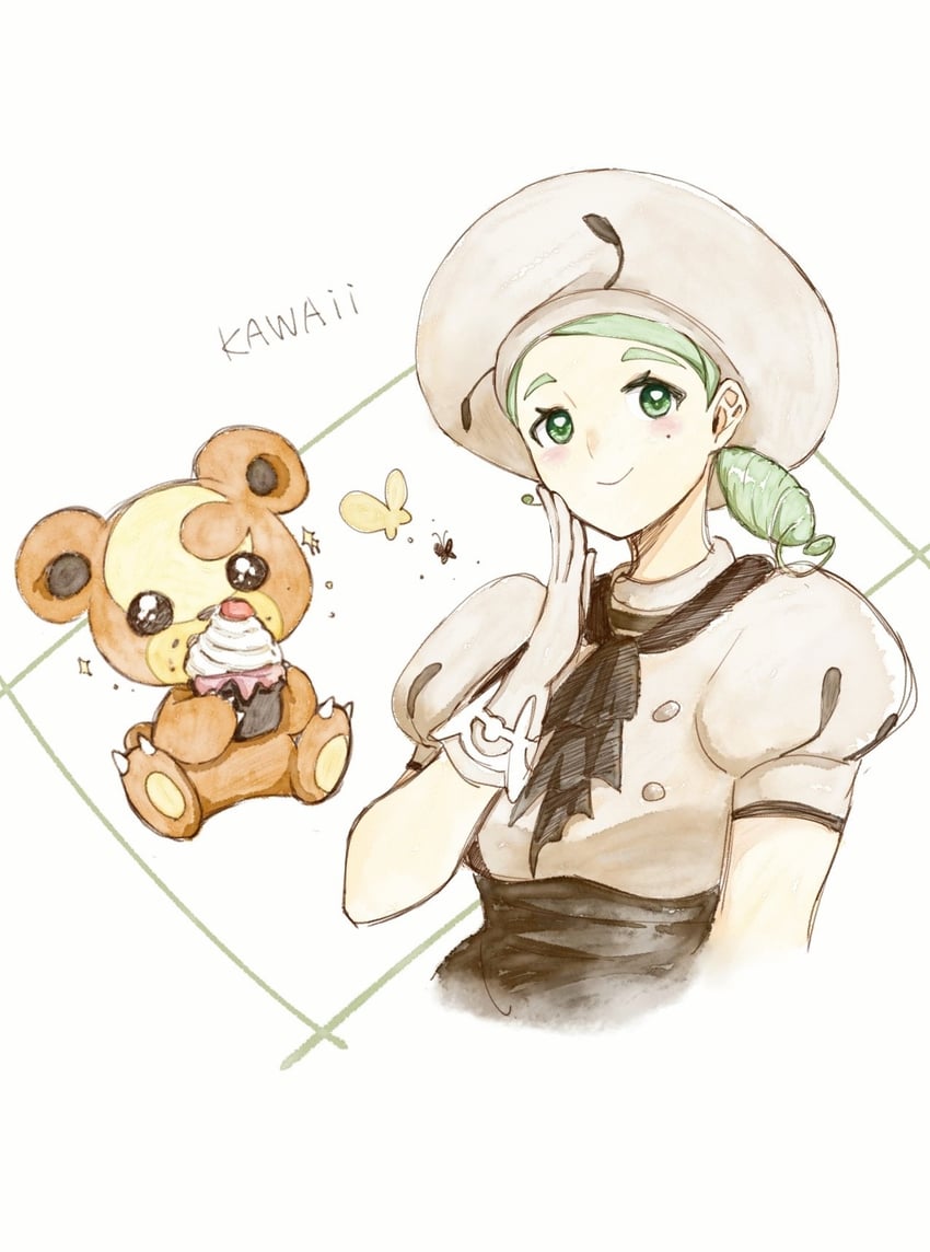 teddiursa and katy (pokemon and 1 more) drawn by asuka_rkgk