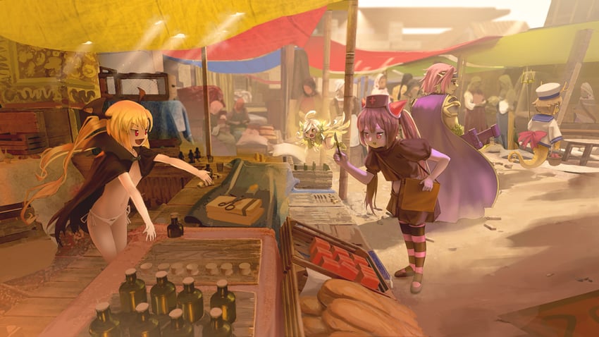 chrome, granberia, vanilla, sylph, and tatsuko (mon-musu quest! and 1 more) drawn by faiz_azhar