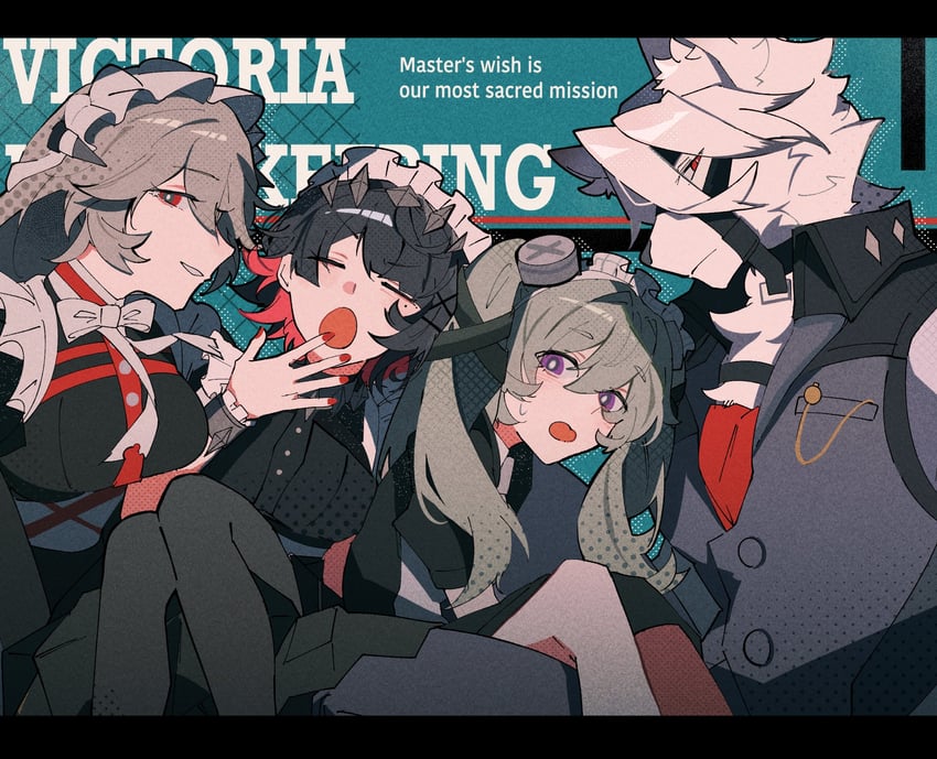 ellen joe, von lycaon, corin wickes, and alexandrina sebastiane (zenless zone zero) drawn by kon_(konkon_1011)