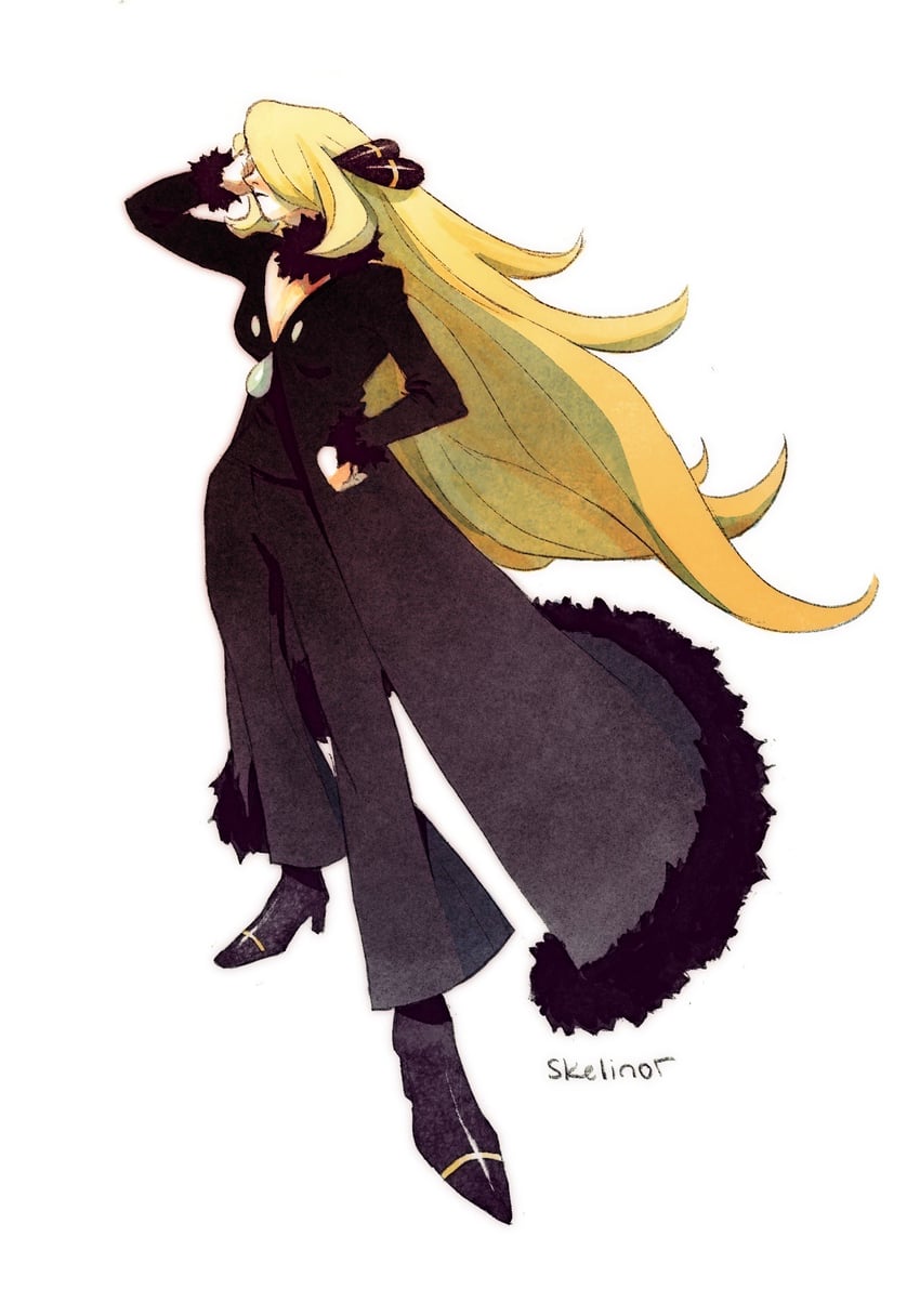 cynthia (pokemon and 1 more) drawn by skelinor