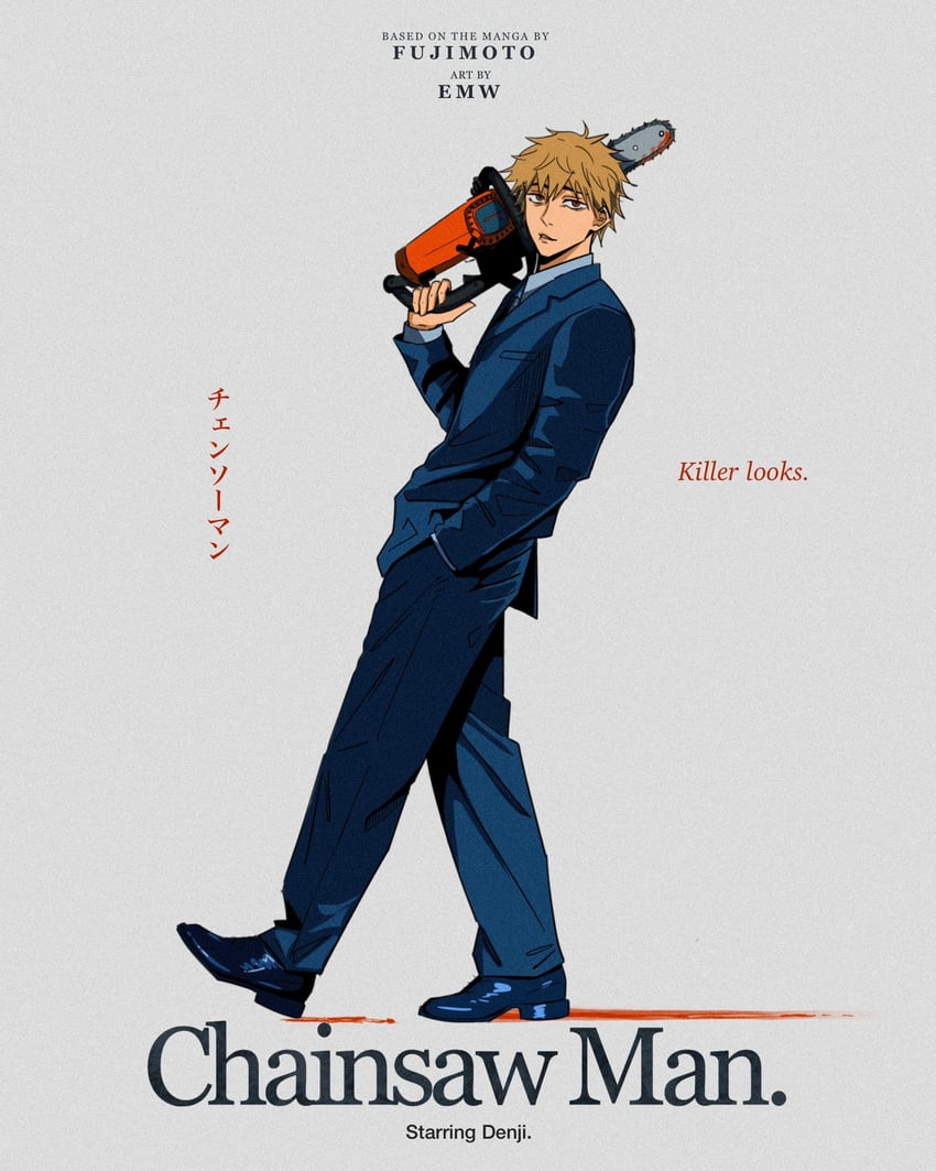 denji (chainsaw man and 1 more) drawn by emw