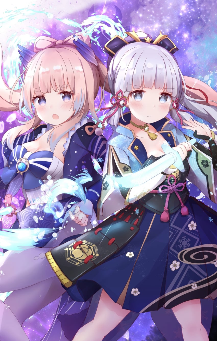 kamisato ayaka and sangonomiya kokomi (genshin impact) drawn by tutsucha_illust