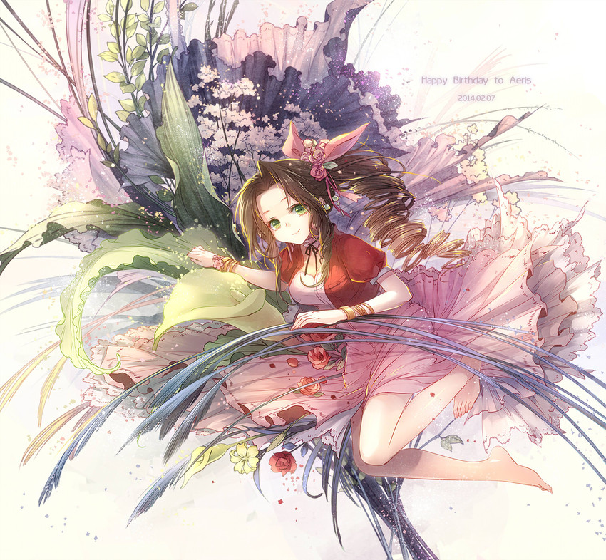 aerith gainsborough (final fantasy and 1 more) drawn by kieta
