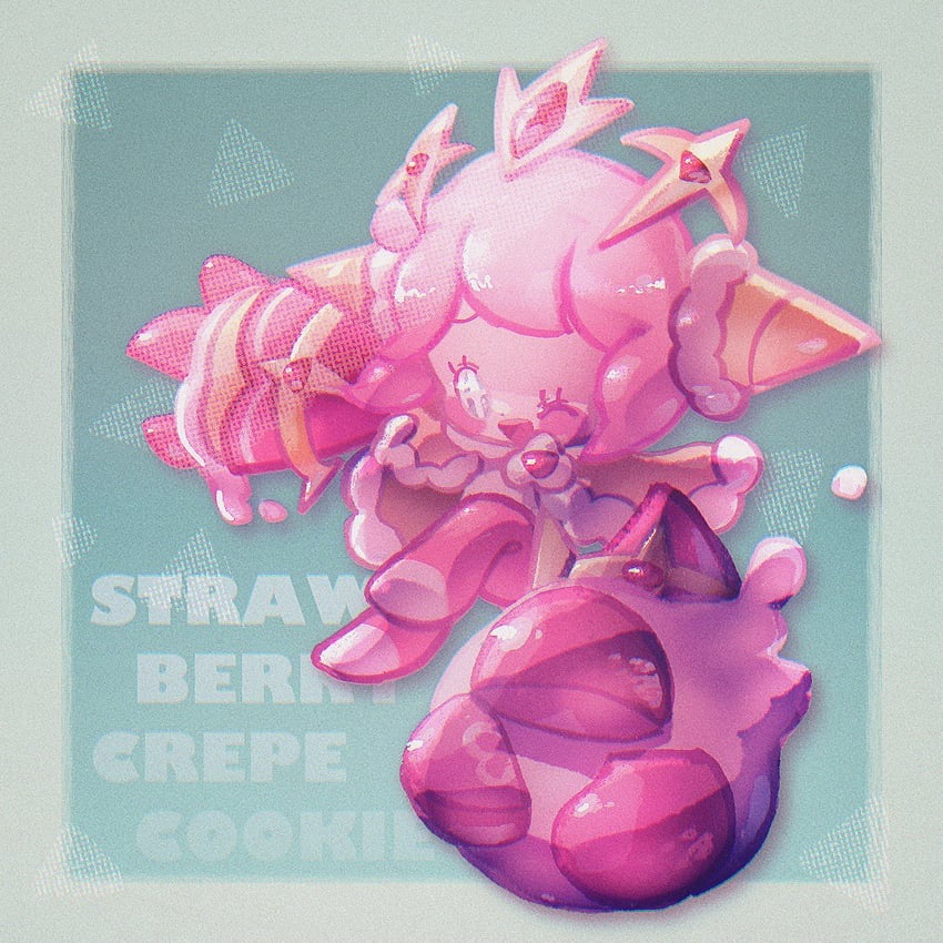 strawberry crepe cookie (cookie run and 1 more) drawn by ishrkut
