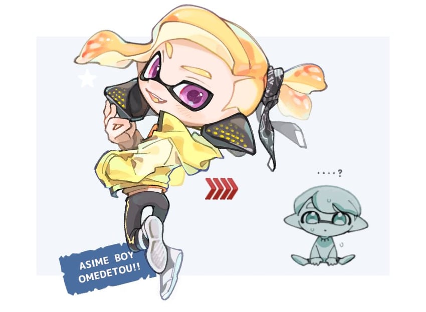 inkling player character and inkling boy (splatoon) drawn by spl8ya