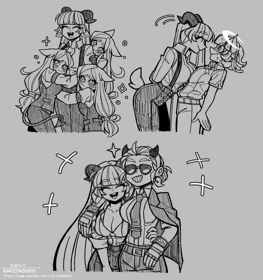 justice, cerberus, azazel, and baphomet (original and 1 more) drawn by grizz