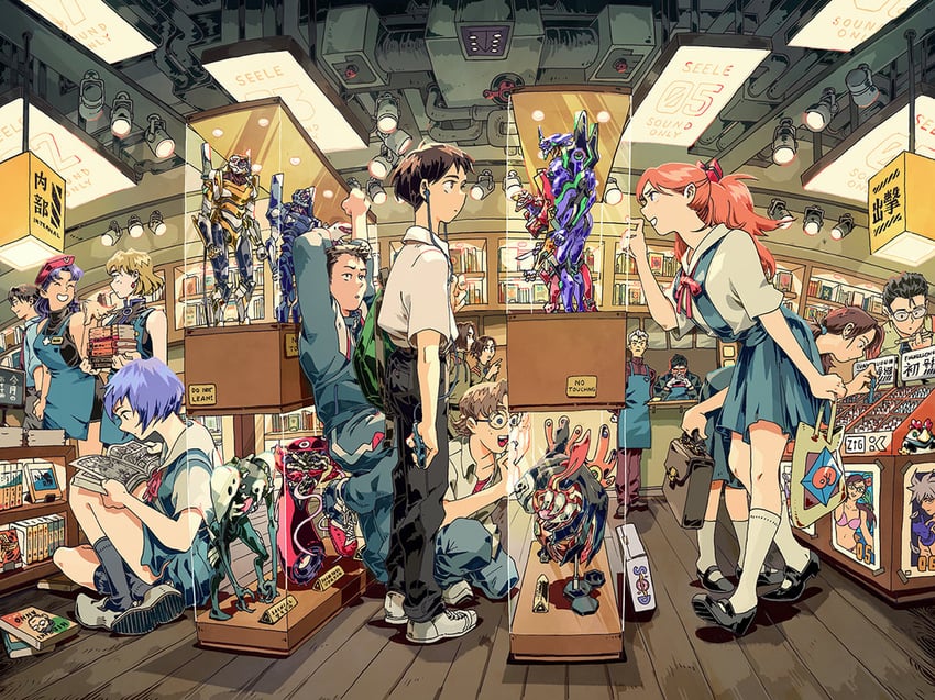 souryuu asuka langley, ayanami rei, ikari shinji, bakugou katsuki, nagisa kaworu, and 12 more (neon genesis evangelion) drawn by bryce_kho