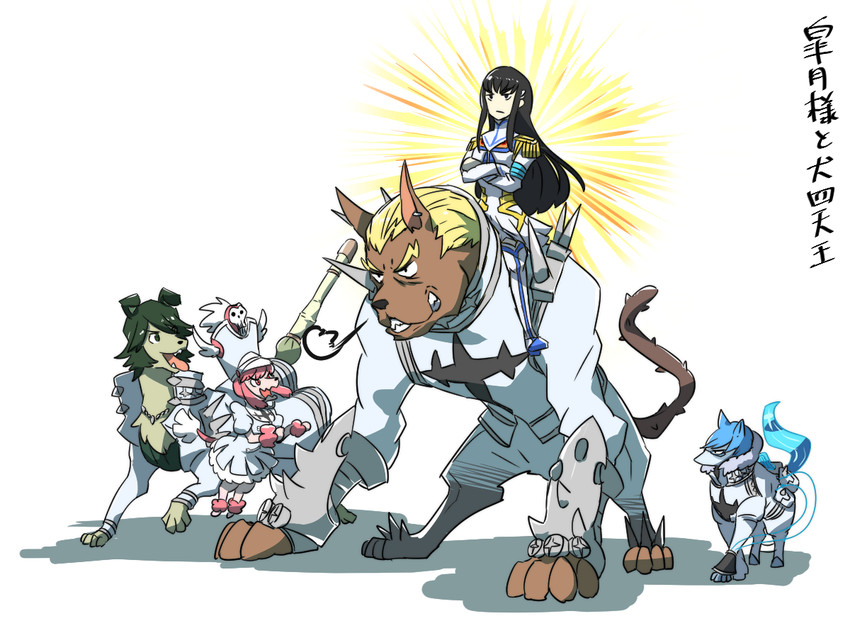 kiryuuin satsuki, junketsu, jakuzure nonon, gamagoori ira, sanageyama uzu, and 1 more (kill la kill) drawn by takatsuki_nato