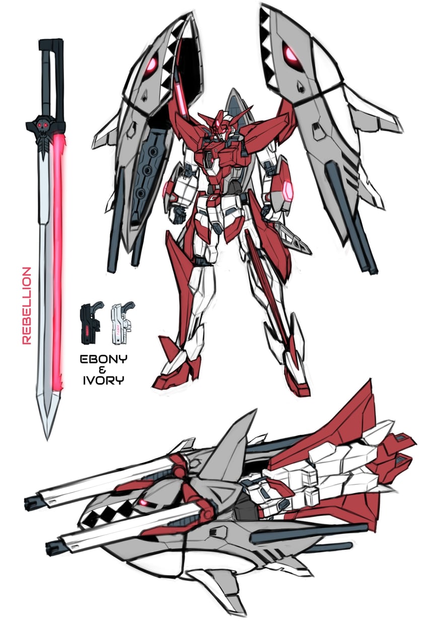 sword impulse gundam and abyss gundam (hololive and 7 more) drawn by pinguinkotak