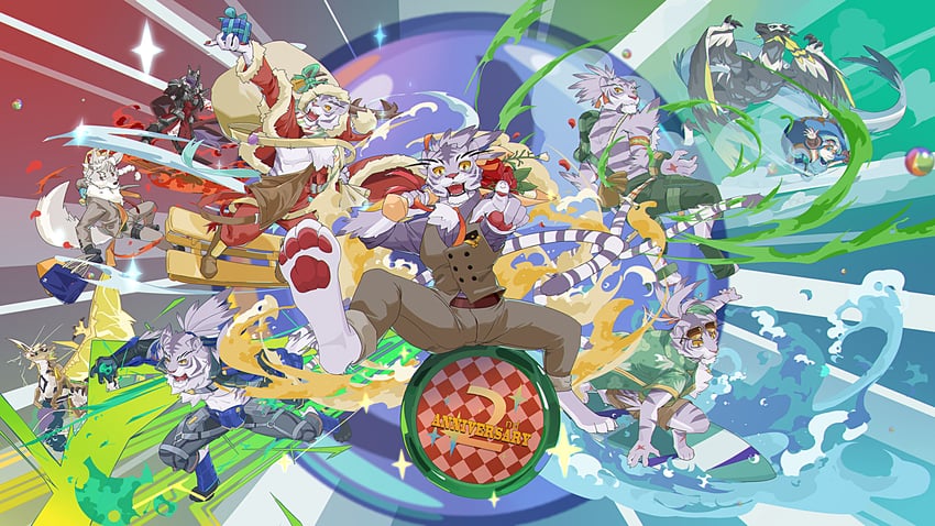 nimbus, klaus, lou, rolf, shult, and 1 more (world flipper) drawn by relax_lion