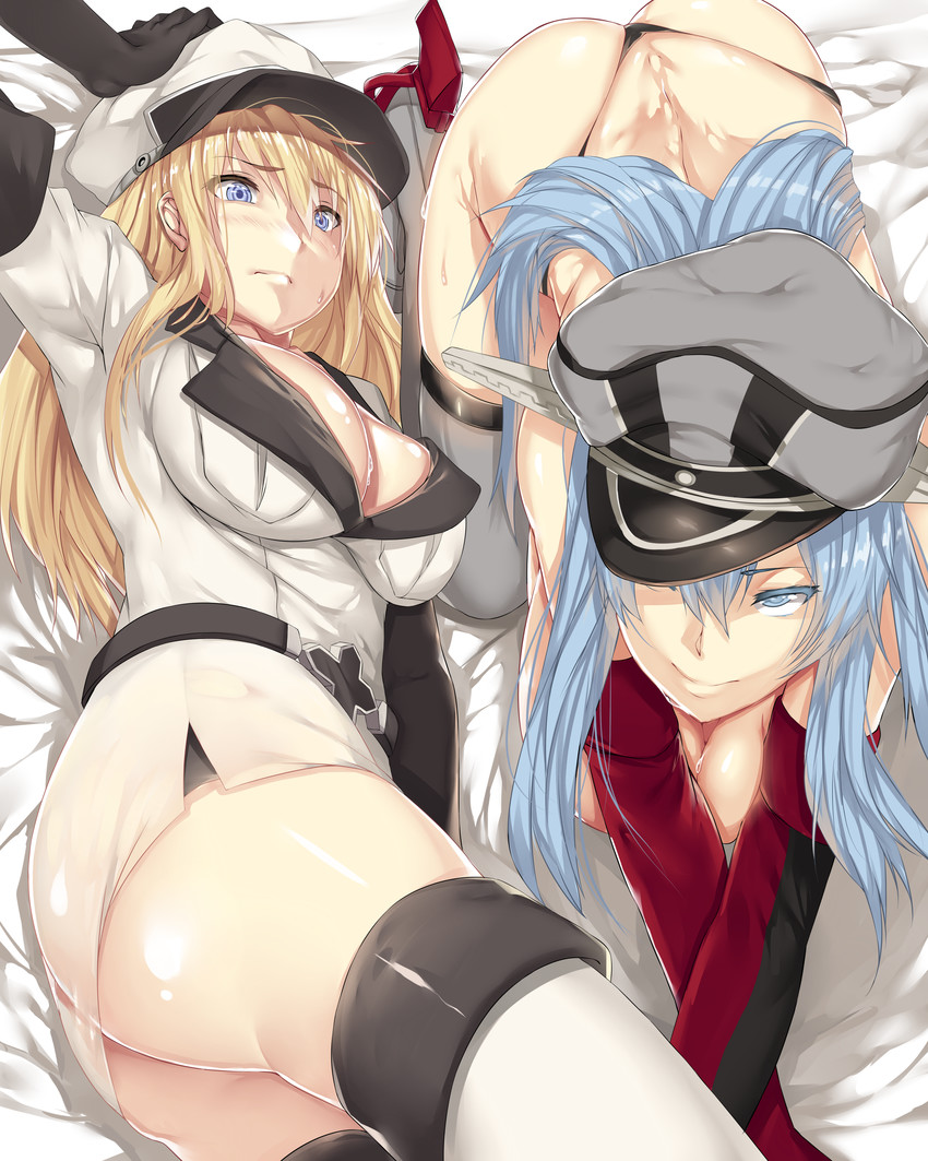 bismarck and esdeath (kantai collection and 1 more) drawn by hews