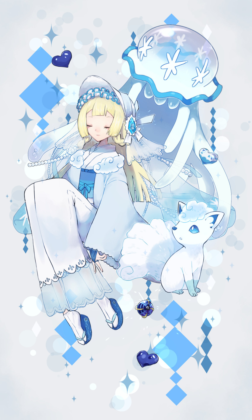 lillie, alolan vulpix, and nihilego (pokemon and 1 more) drawn by yellowking_hiro