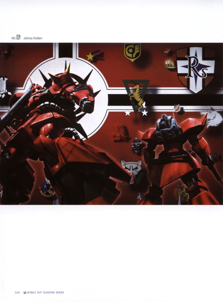 zaku ii, gelgoog, zaku ii hmt, zaku ii hmt johnny ridden custom, gelgoog hmt johnny ridden custom, and 1 more (gundam and 1 more) drawn by morishita_naochika