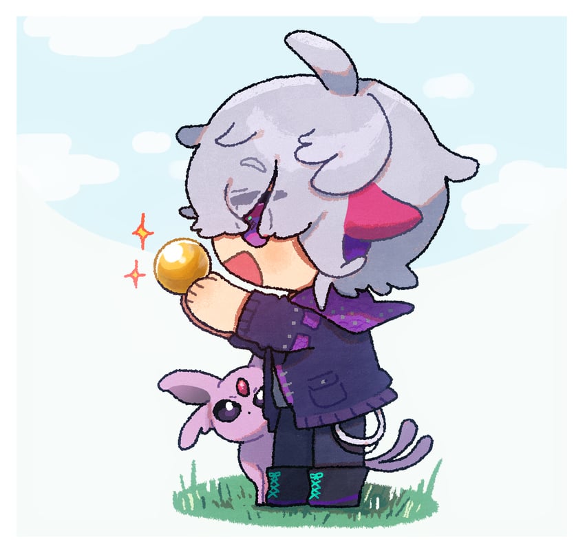 espeon and fuwa minato (pokemon and 1 more) drawn by kiduta_cielo