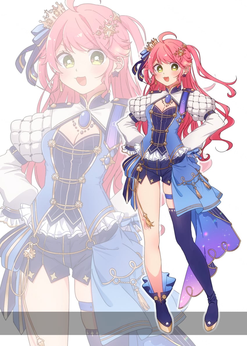 hoshimachi suisei and sakura miko (hololive) drawn by myon_omuraisu