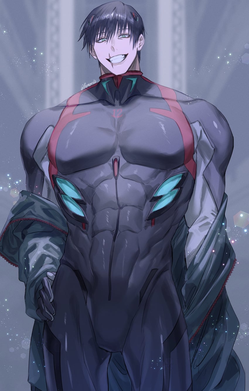 ikari shinji and fushiguro touji (neon genesis evangelion and 1 more) drawn by papagro12
