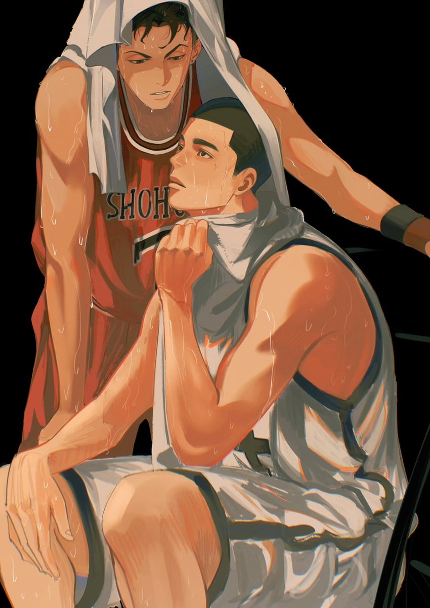 miyagi ryouta and fukatsu kazunari (slam dunk) drawn by 4cucu7