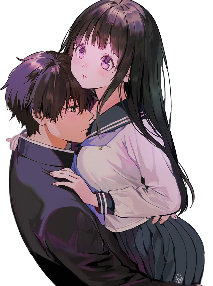 chitanda eru and oreki houtarou (hyouka) drawn by mery_(yangmalgage)