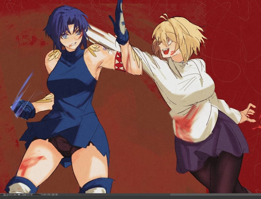 arcueid brunestud, ciel, and powered ciel (tsukihime) drawn by ezekquel