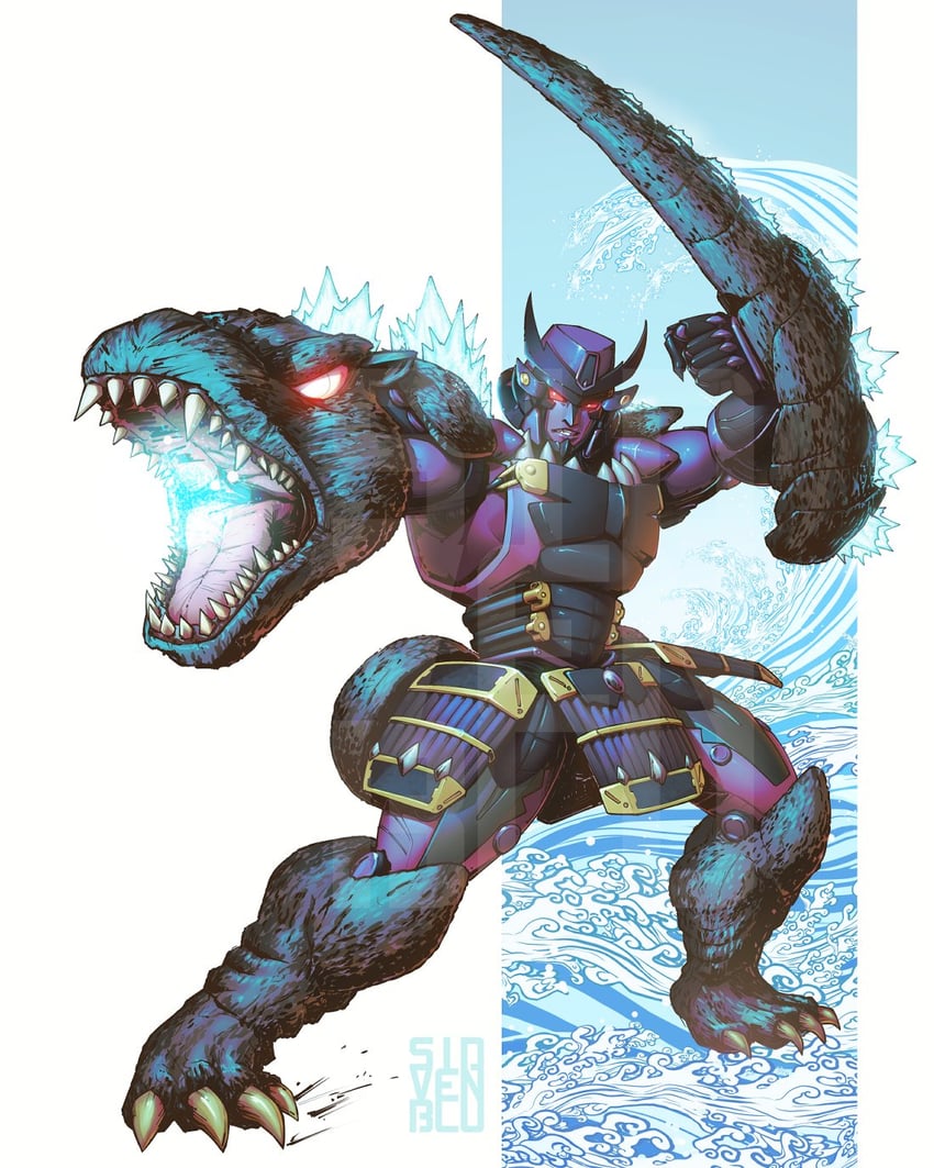 godzilla and megatron (transformers and 3 more) drawn by sidvenblu